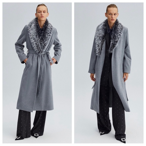 25 Salon Designer Privé Fleece Coat With Faux Fur - Picture 2 of 4